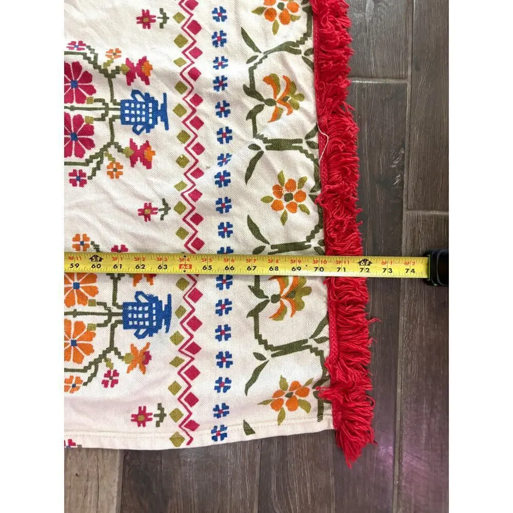 VTG Fieldcrest American Sampler Dutch Bedspread‎ Comforter Twin Fringe 72